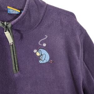 VTG Disney Pooh Fleece Jacket Womens 2XL XXL Purple Eeyore CASUAL ATHLEISURE